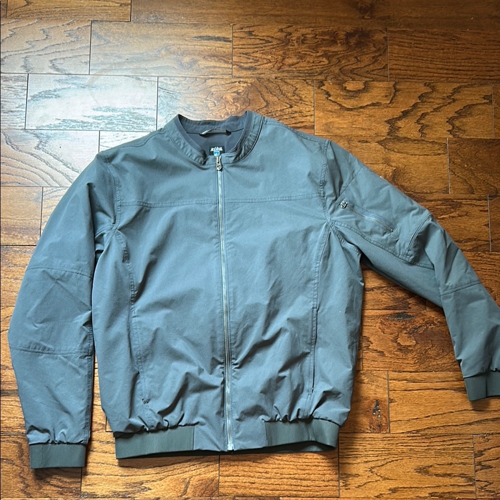 Kuhl Gray Bomber Jacket with Ribbed Details
